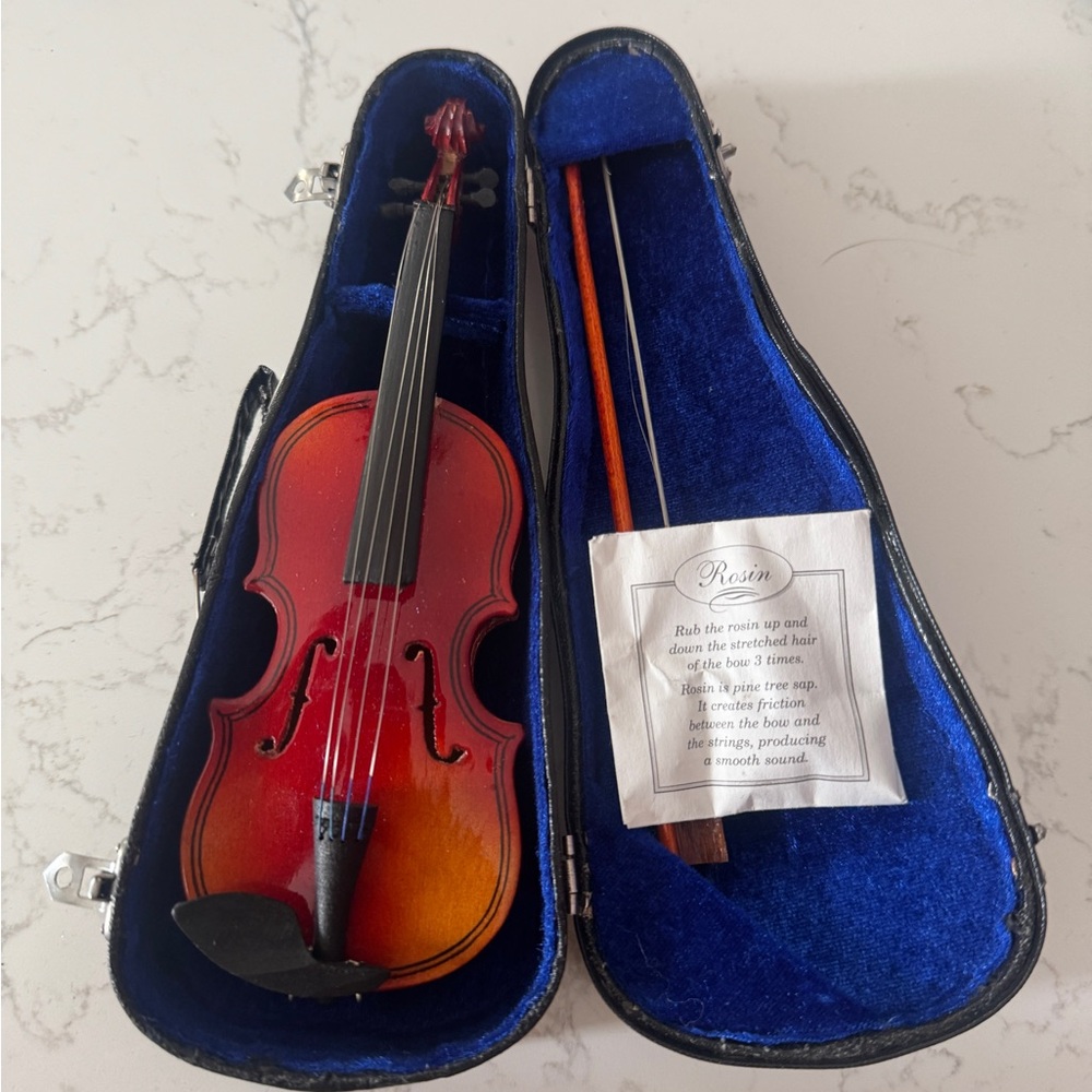 Miniature Red wood brown Violin with Case retired American girl doll vintage